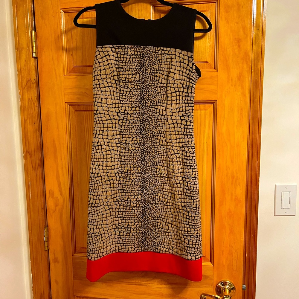 Calvin Klein Dress - Red, Black, Tan Color Combo